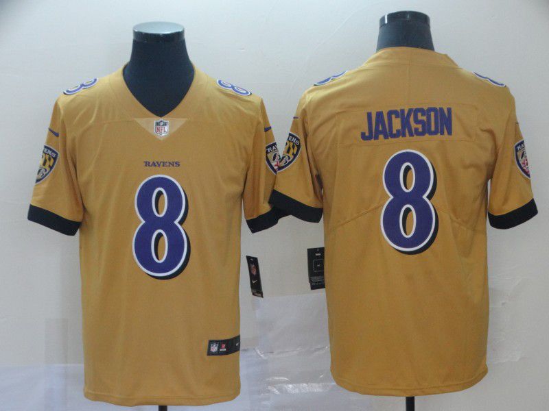 Men Baltimore Ravens 8 Jackson Yellow Nike Limited NFL Jersey